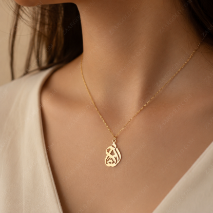 تصویر  پلاک طلا اسم الهام طرح دلربا