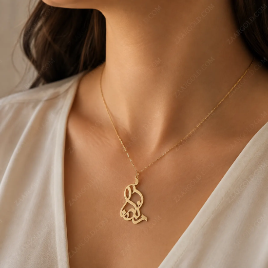 تصویر  پلاک طلا اسم ماندانا طرح دلبرانه